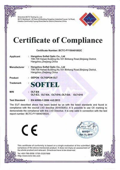 CE certificates for GPONEPON products CE certificates for GPONEPON products